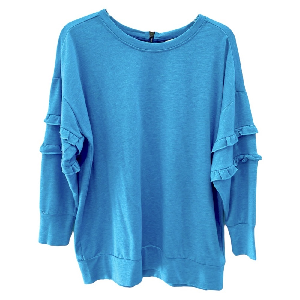 Matilda Jane Blue Ruffle Sparkle Sleeve Oversized Top XS X-Small